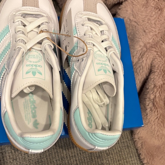 Adidas Samba OG Toddler Kids Sneakers - White and Light Blue - Picture 3 of 9